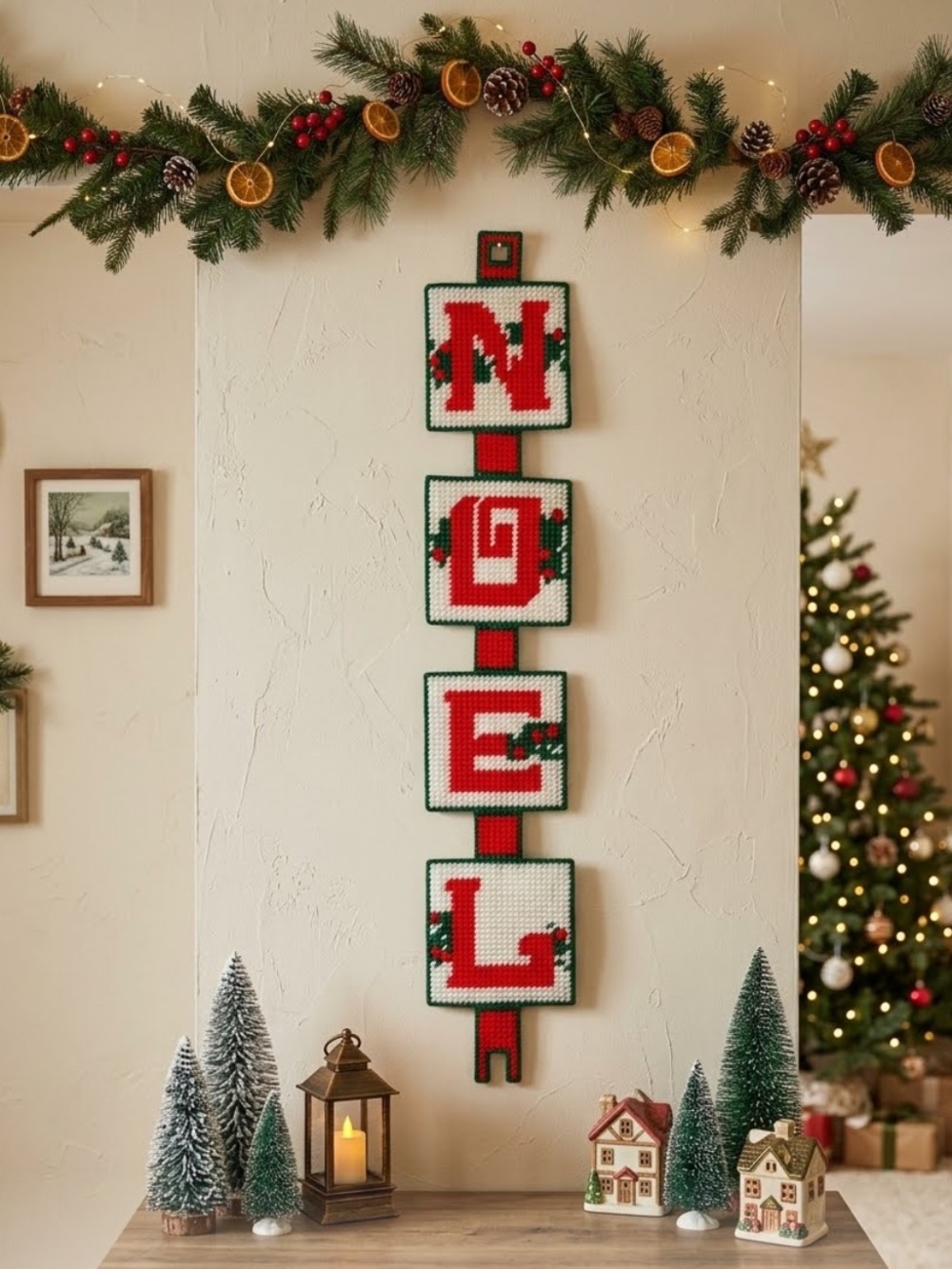 Festive NOEL Vertical Christmas hanging 
Red, Green & white
Handmade